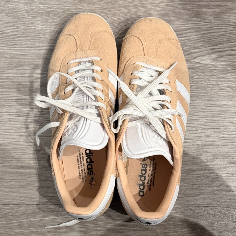 Adidas Women's Gazelle Beige and White Sneakers 9.6